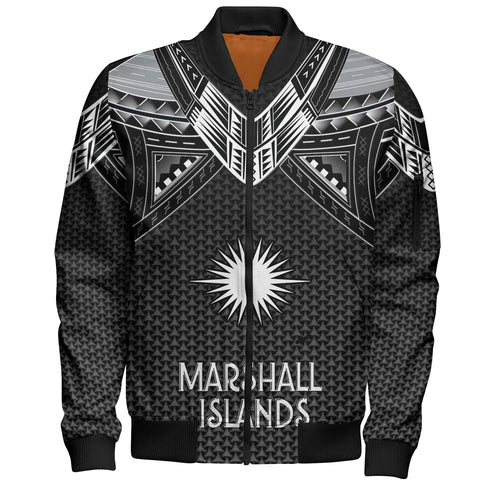 Marshall Islands Custom Personalised Bomber Jacket Polynesian Tribal Tattoo