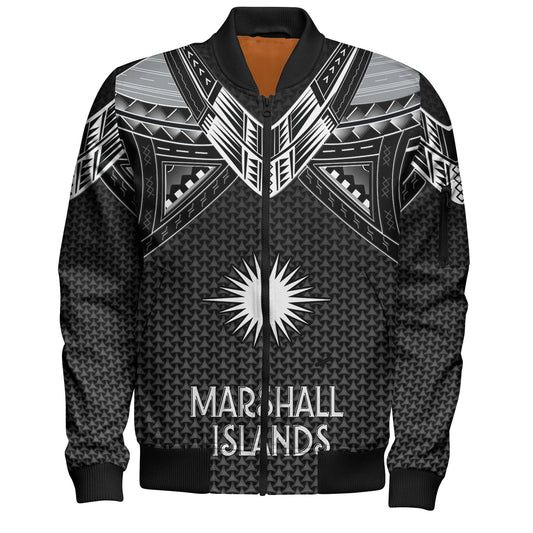 Marshall Islands Custom Personalised Bomber Jacket Polynesian Tribal Tattoo