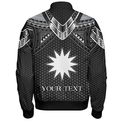 Nauru Custom Personalised Bomber Jacket Polynesian Tribal Tattoo