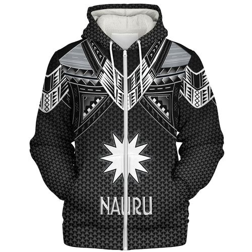 Nauru Custom Personalised Sherpa Hoodie Polynesian Tribal Tattoo