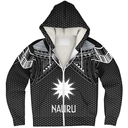 Nauru Custom Personalised Sherpa Hoodie Polynesian Tribal Tattoo