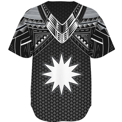 Nauru Custom Personalised Baseball Shirt Polynesian Tribal Tattoo
