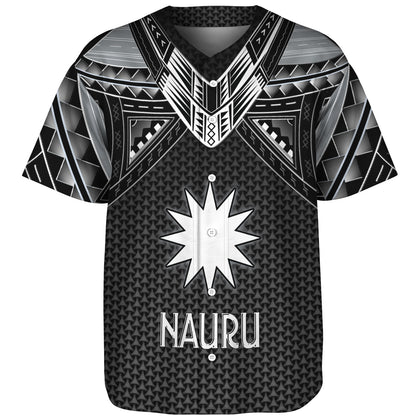 Nauru Custom Personalised Baseball Shirt Polynesian Tribal Tattoo