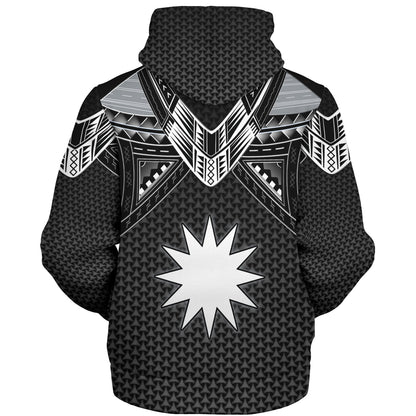 Nauru Custom Personalised Sherpa Hoodie Polynesian Tribal Tattoo