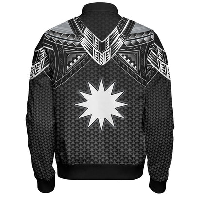 Nauru Custom Personalised Bomber Jacket Polynesian Tribal Tattoo