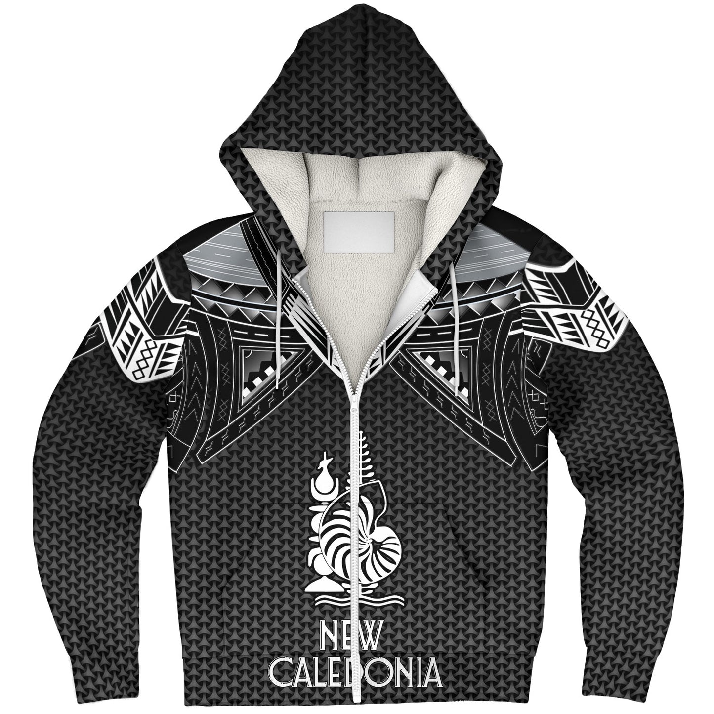 New Caledonia Custom Personalised Sherpa Hoodie Polynesian Tribal Tattoo