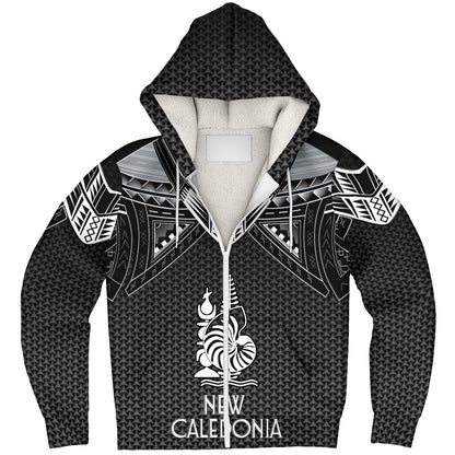 New Caledonia Custom Personalised Sherpa Hoodie Polynesian Tribal Tattoo