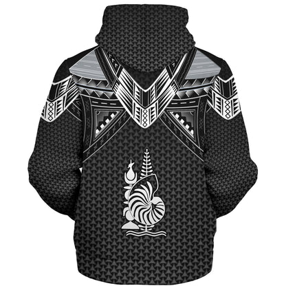New Caledonia Custom Personalised Sherpa Hoodie Polynesian Tribal Tattoo