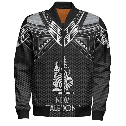 New Caledonia Custom Personalised Bomber Jacket Polynesian Tribal Tattoo