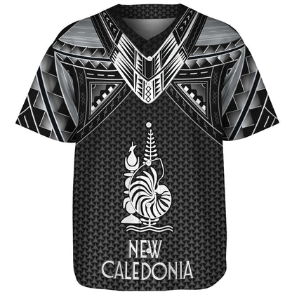 New Caledonia Custom Personalised Baseball Shirt Polynesian Tribal Tattoo