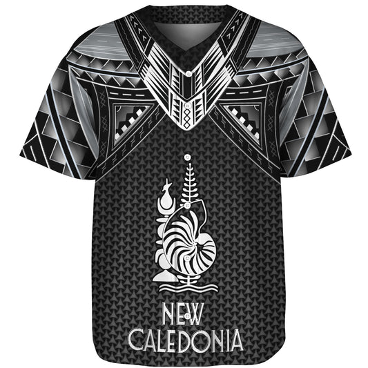 New Caledonia Custom Personalised Baseball Shirt Polynesian Tribal Tattoo