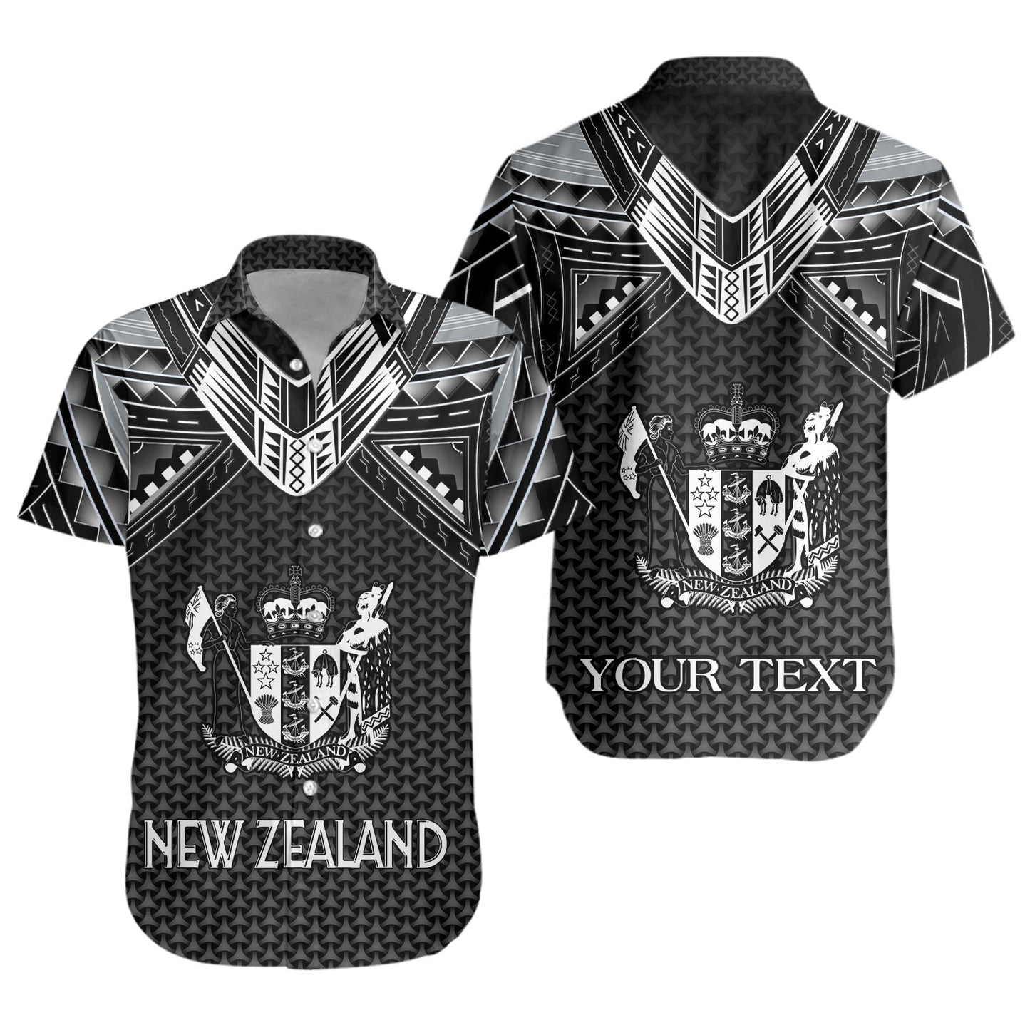 New Zealand Custom Personalised Short Sleeve Shirt Polynesian Tribal Tattoo