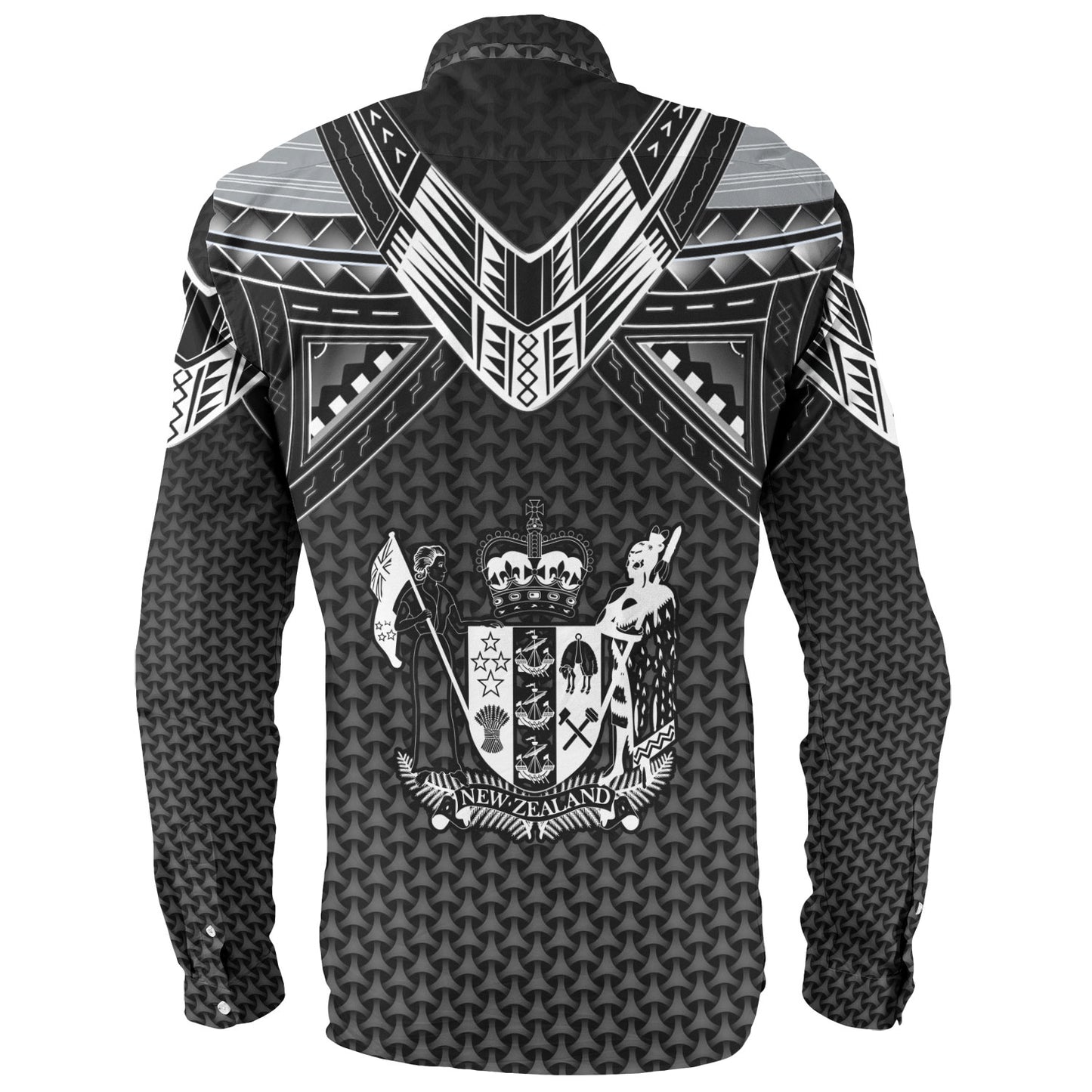 New Zealand Custom Personalised Long Sleeve Shirt Polynesian Tribal Tattoo
