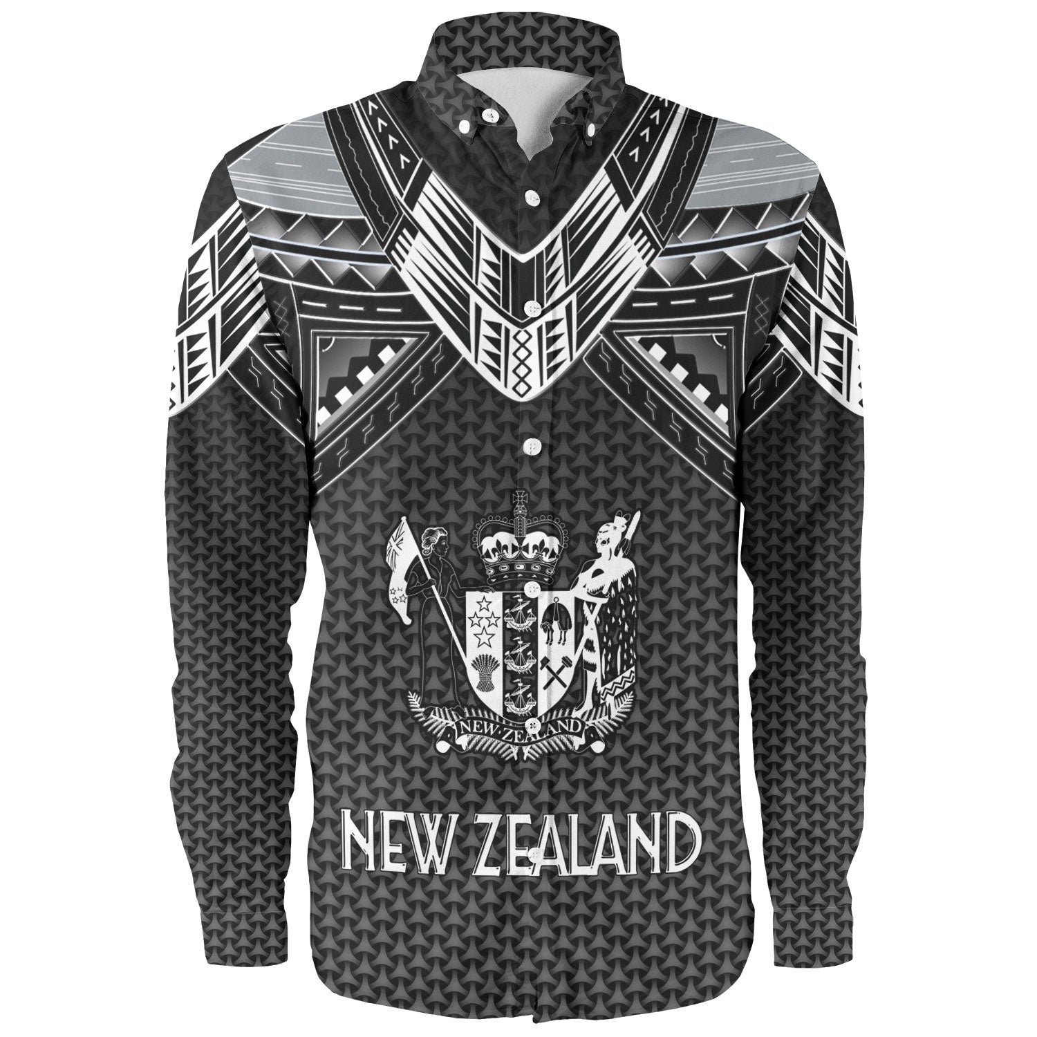 New Zealand Custom Personalised Long Sleeve Shirt Polynesian Tribal Tattoo