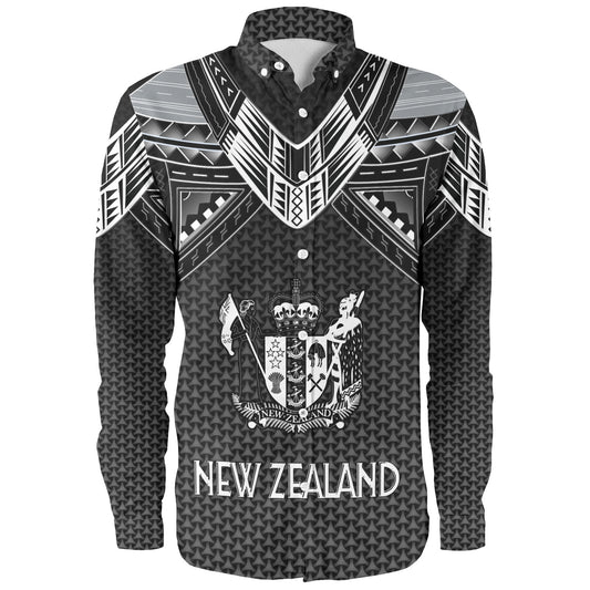 New Zealand Custom Personalised Long Sleeve Shirt Polynesian Tribal Tattoo