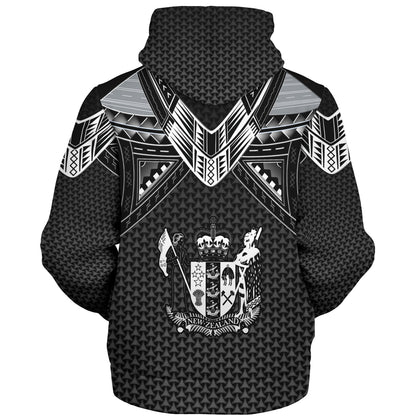 New Zealand Custom Personalised Sherpa Hoodie Polynesian Tribal Tattoo