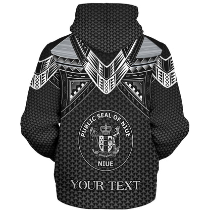 Niue Custom Personalised Sherpa Hoodie Polynesian Tribal Tattoo