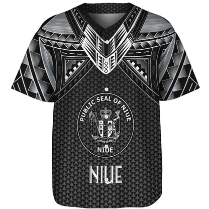 Niue Custom Personalised Baseball Shirt Polynesian Tribal Tattoo