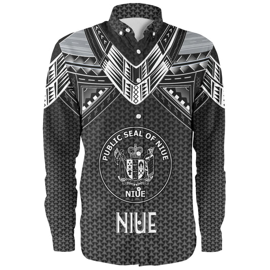 Niue Custom Personalised Long Sleeve Shirt Polynesian Tribal Tattoo