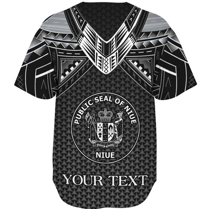 Niue Custom Personalised Baseball Shirt Polynesian Tribal Tattoo