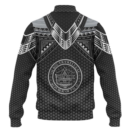 Palau Custom Personalised Baseball Jacket Polynesian Tribal Tattoo