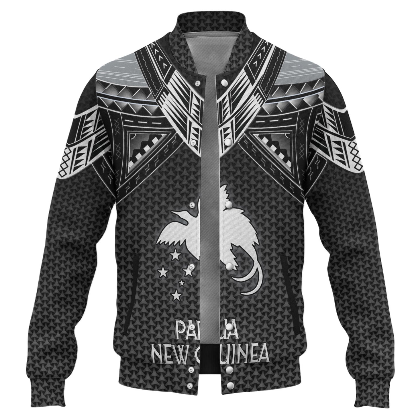 Papua New Guinea Custom Personalised Baseball Jacket Polynesian Tribal Tattoo