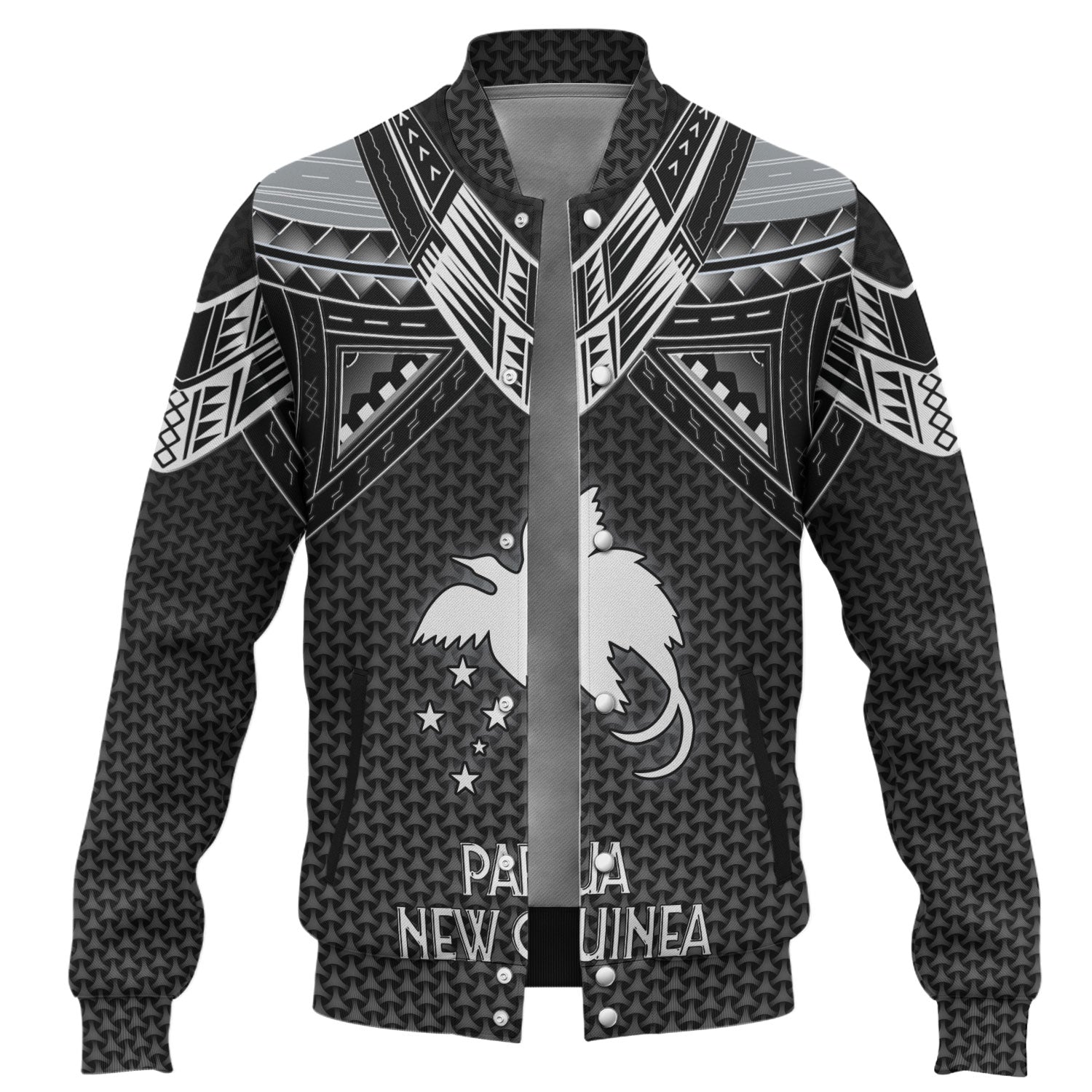 Papua New Guinea Custom Personalised Baseball Jacket Polynesian Tribal Tattoo