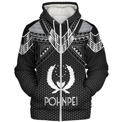 Pohnpei State Custom Personalised Sherpa Hoodie Polynesian Tribal Tattoo