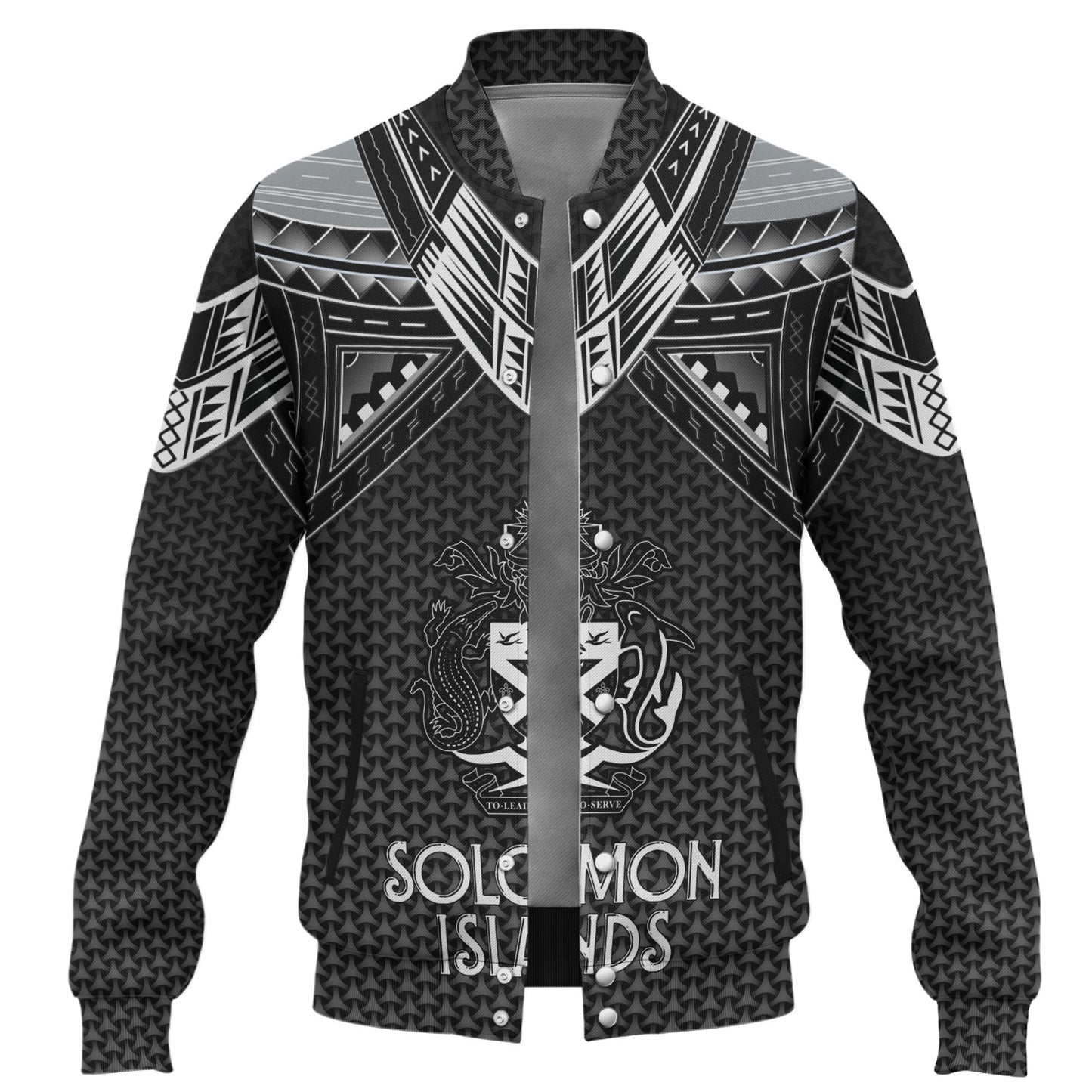 Solomon Islands Custom Personalised Baseball Jacket Polynesian Tribal Tattoo