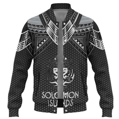 Solomon Islands Custom Personalised Baseball Jacket Polynesian Tribal Tattoo