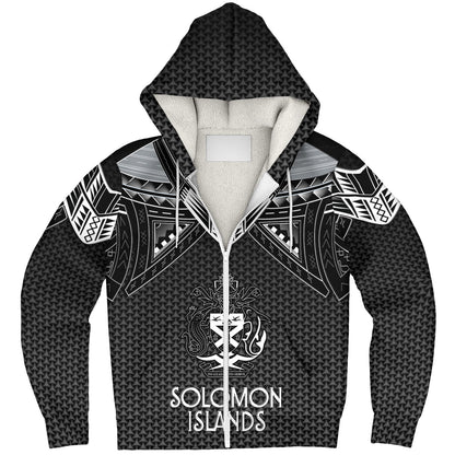 Solomon Islands Custom Personalised Sherpa Hoodie Polynesian Tribal Tattoo