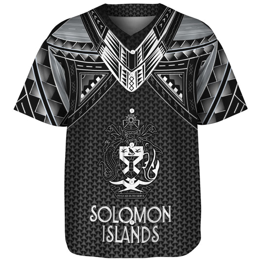Solomon Islands Custom Personalised Baseball Shirt Polynesian Tribal Tattoo
