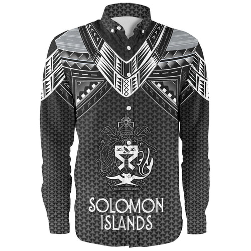 Solomon Islands Custom Personalised Long Sleeve Shirt Polynesian Tribal Tattoo