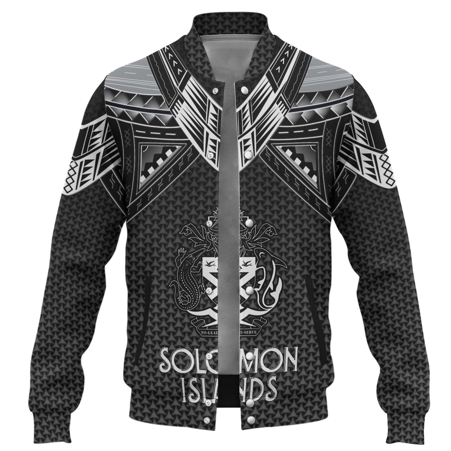 Solomon Islands Custom Personalised Baseball Jacket Polynesian Tribal Tattoo