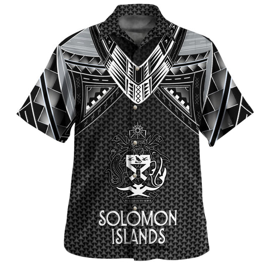 Solomon Islands Custom Personalised Hawaiian Shirt Polynesian Tribal Tattoo