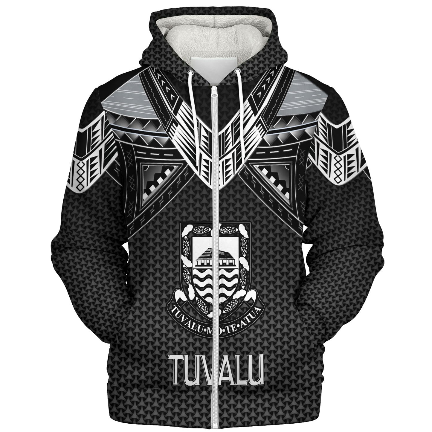 Tuvalu Custom Personalised Sherpa Hoodie Polynesian Tribal Tattoo