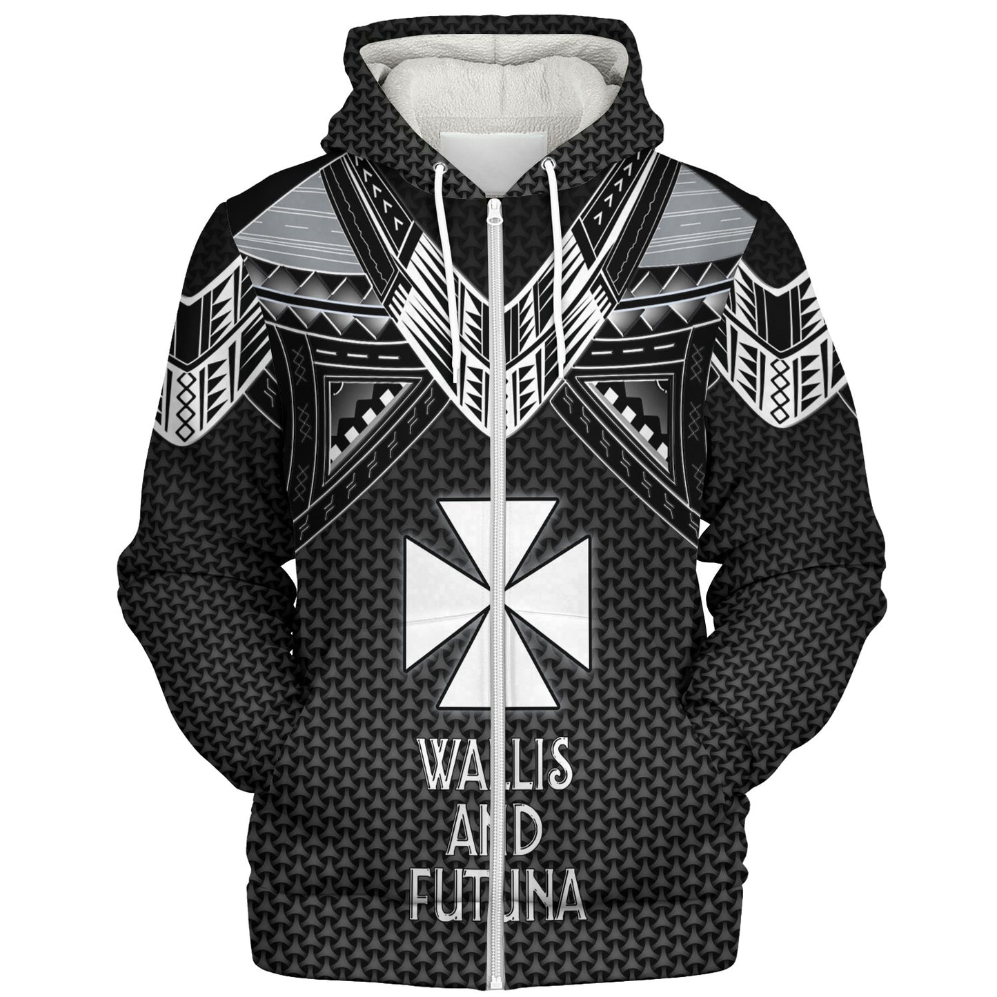 Wallis And Futuna Custom Personalised Sherpa Hoodie Polynesian Tribal Tattoo