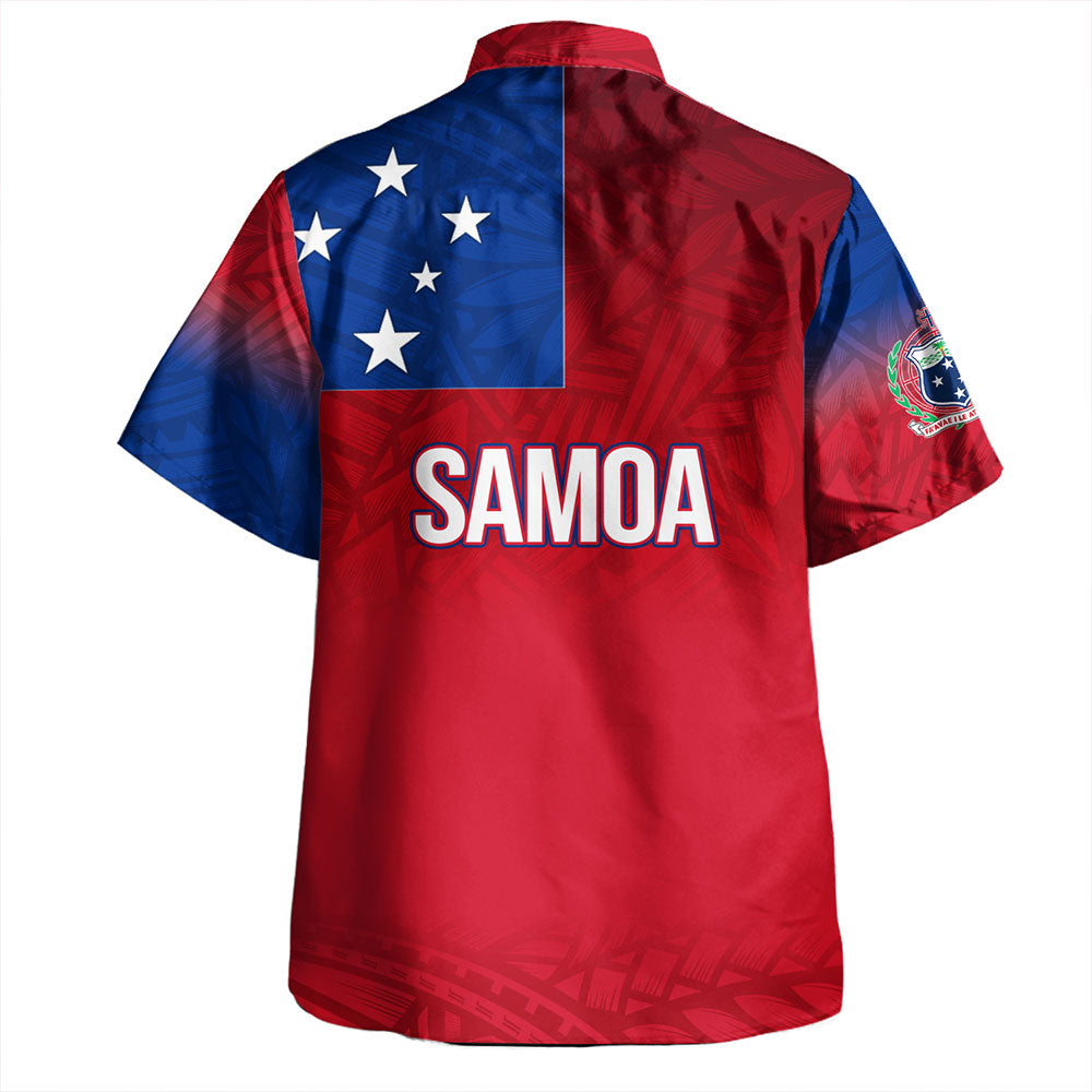 Samoa Hawaiian Shirt - Samoa Flag Color With Traditional Patterns