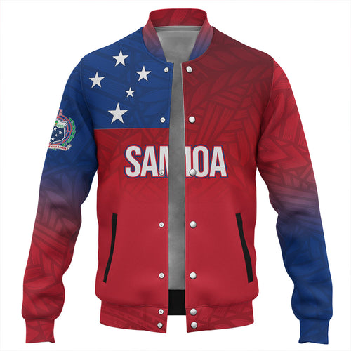 Samoa Baseball Jacket - Samoa Flag Color With Traditional Patterns