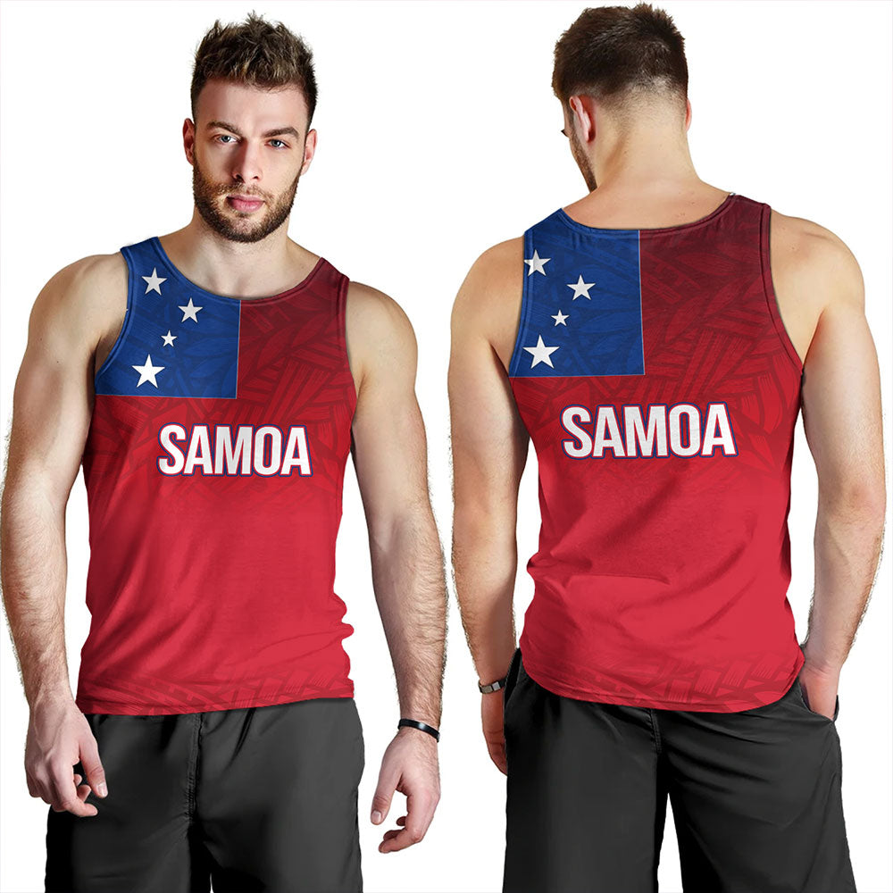 Samoa Tank Top - Samoa Flag Color With Traditional Patterns