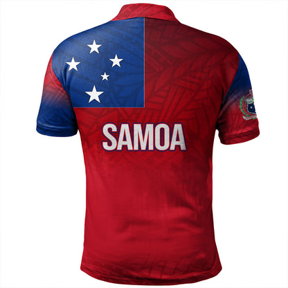 Samoa Polo Shirt - Samoa Flag Color With Traditional Patterns
