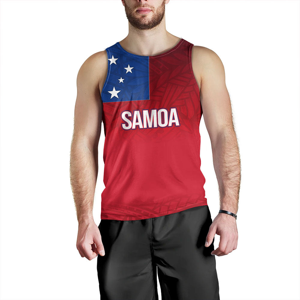 Samoa Tank Top - Samoa Flag Color With Traditional Patterns