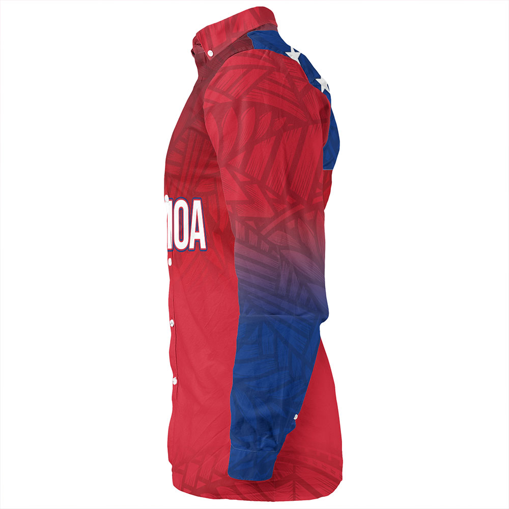 Samoa Long Sleeve Shirt - Samoa Flag Color With Traditional Patterns