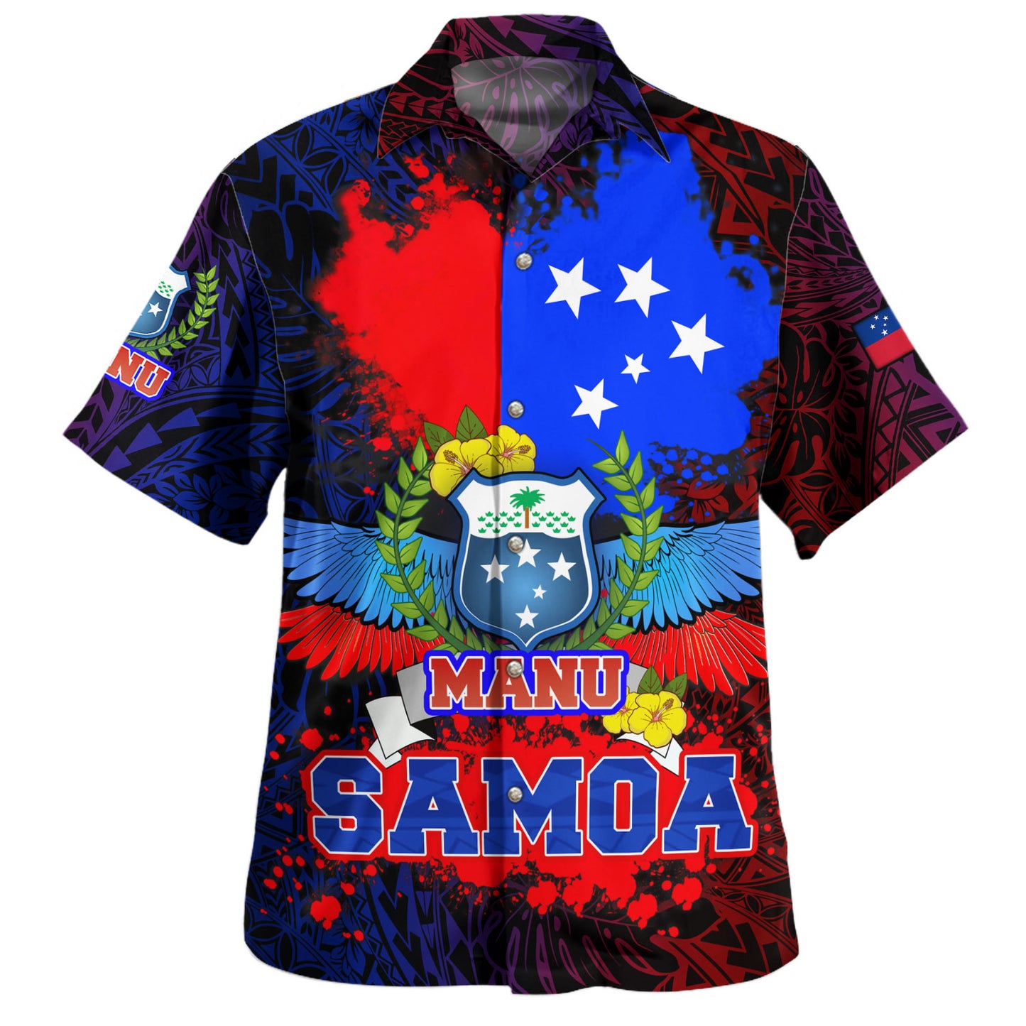 Samoa Custom Personalised Hawaiian Shirt Manu Wings Color Flag Style
