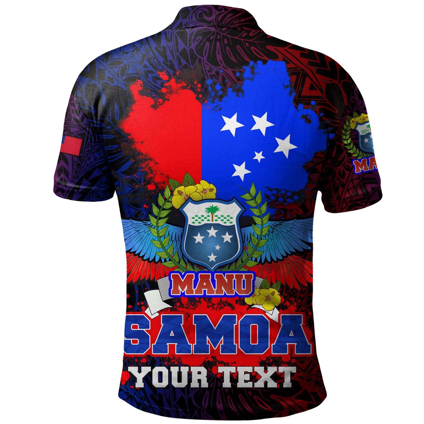 Samoa Custom Personalised Polo Shirt Manu Wings Color Flag Style