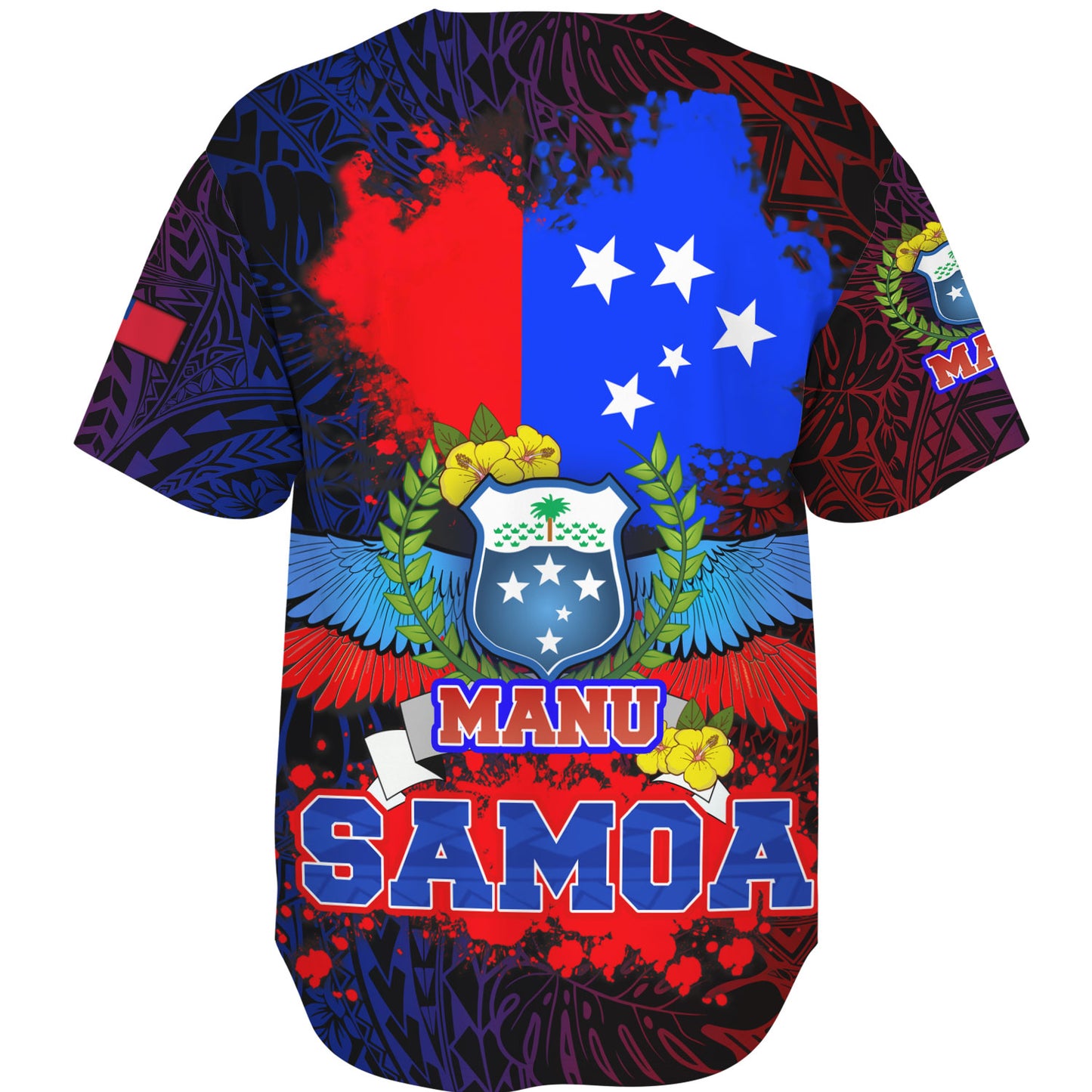 Samoa Custom Personalised Baseball Shirt Manu Wings Color Flag Style