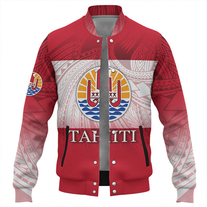 Tahiti Baseball Jacket - Flag Color With Traditional Patterns