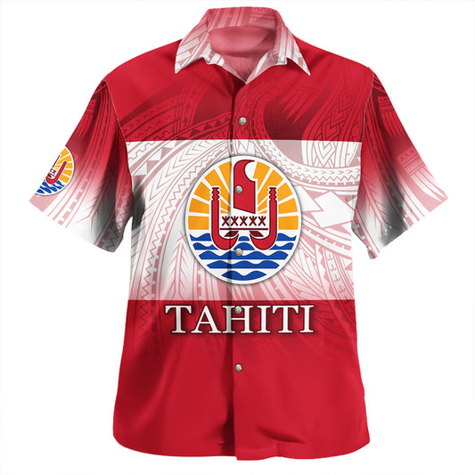 Tahiti Hawaiian Shirt - Flag Color With Traditional Patterns