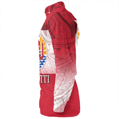 Tahiti Long Sleeve Shirt - Flag Color With Traditional Patterns