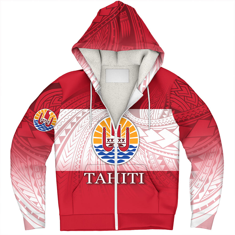 Tahiti Sherpa Hoodie - Flag Color With Traditional Patterns